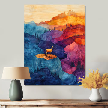 Llama In The Rainbow Mountain Slide - Llama Wall Art Prints